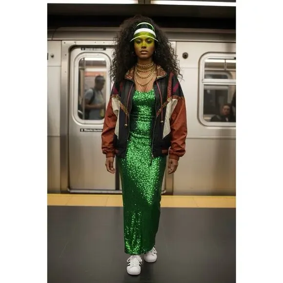 Vintage 90s RE Sport River Edge Bomber Jacket M Nylon Geometric Colorblock Retro - Picture 3 of 16